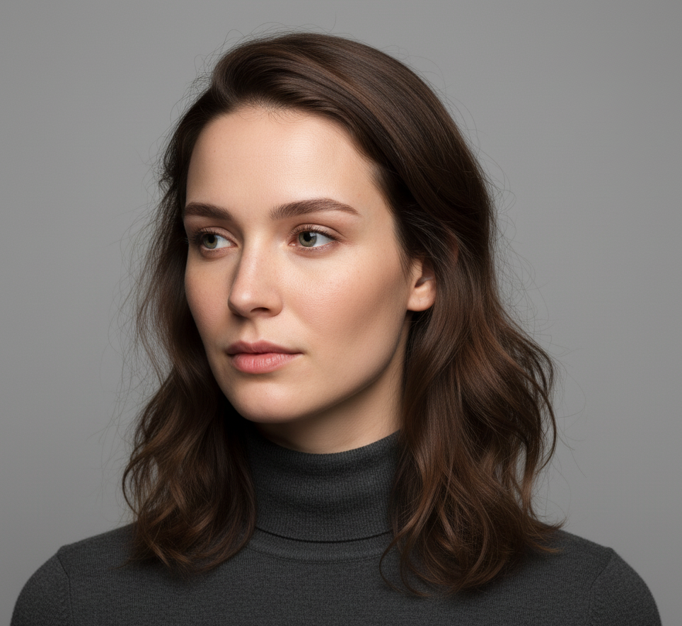 NG: 顔が横向き（約30度）