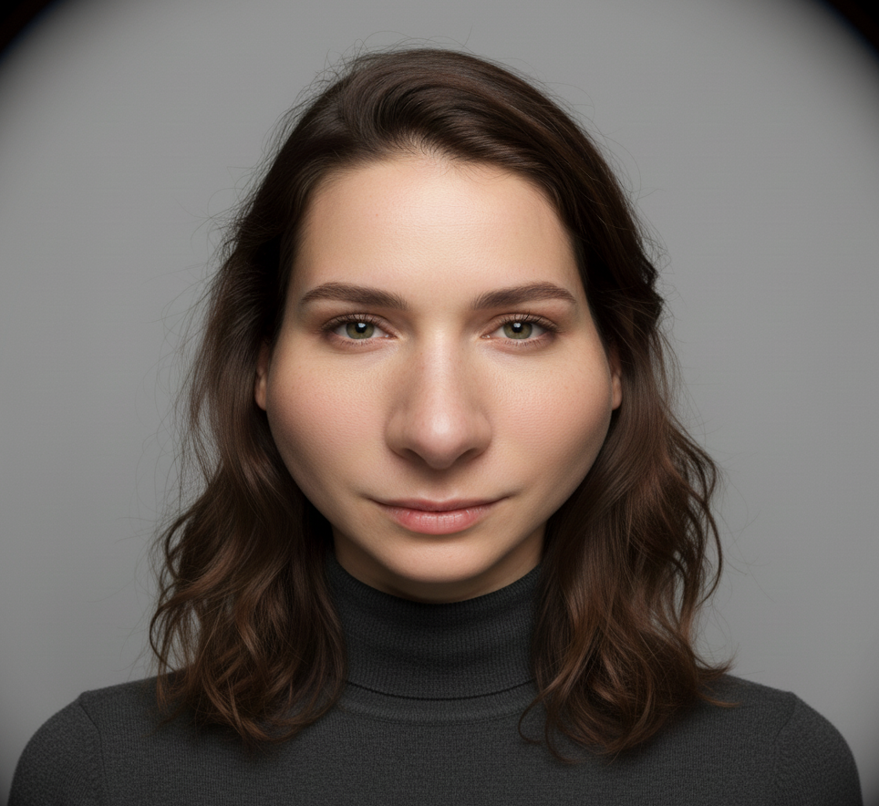 ❌ NG例：近すぎて鼻が大きく見える