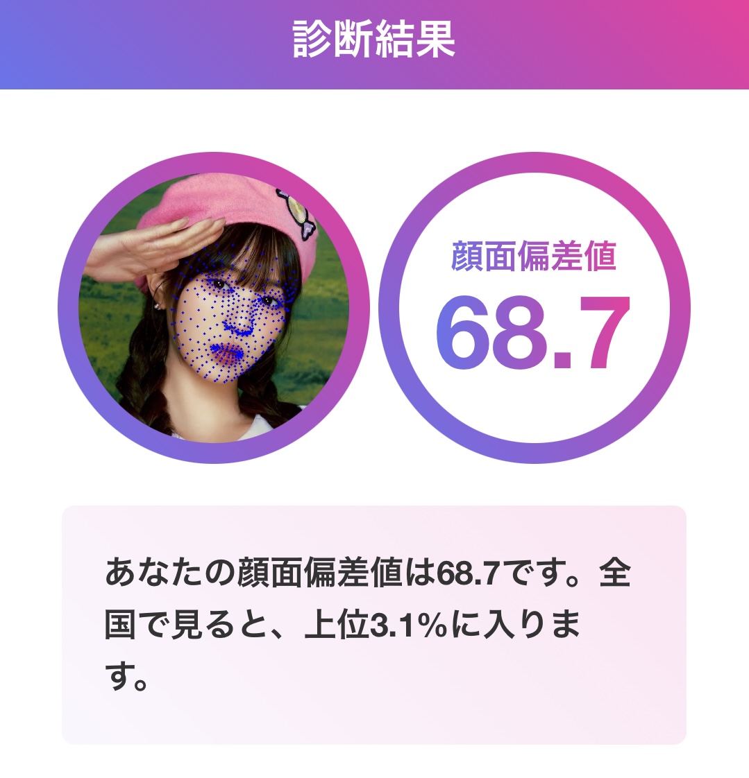 ウォニョン 顔面偏差値69.7